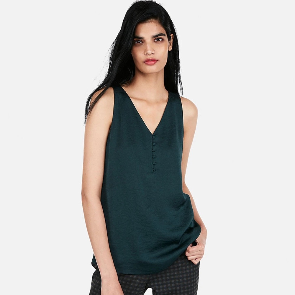 Satin Button Front Tank